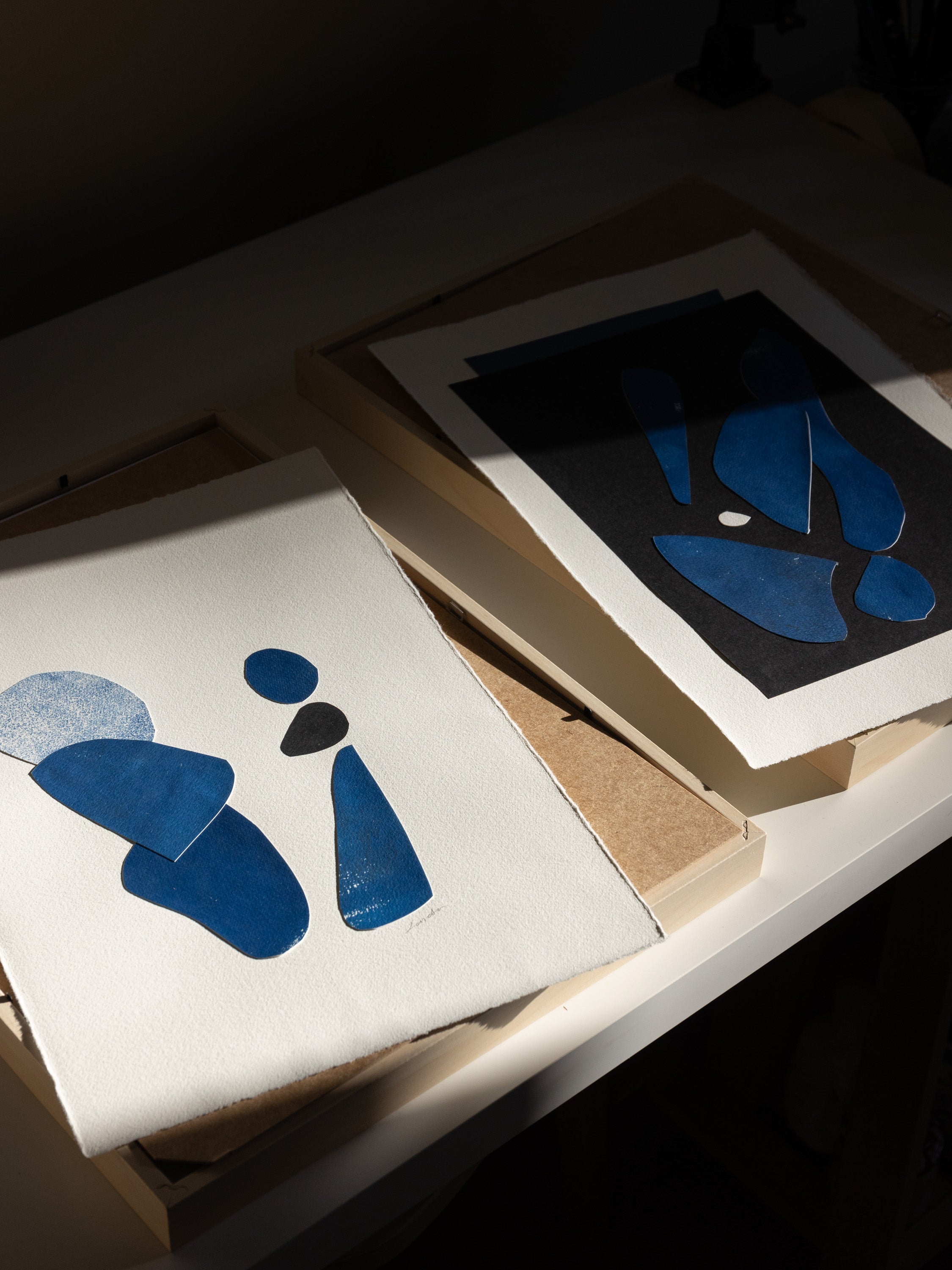 Original collage and cyanotype artworks