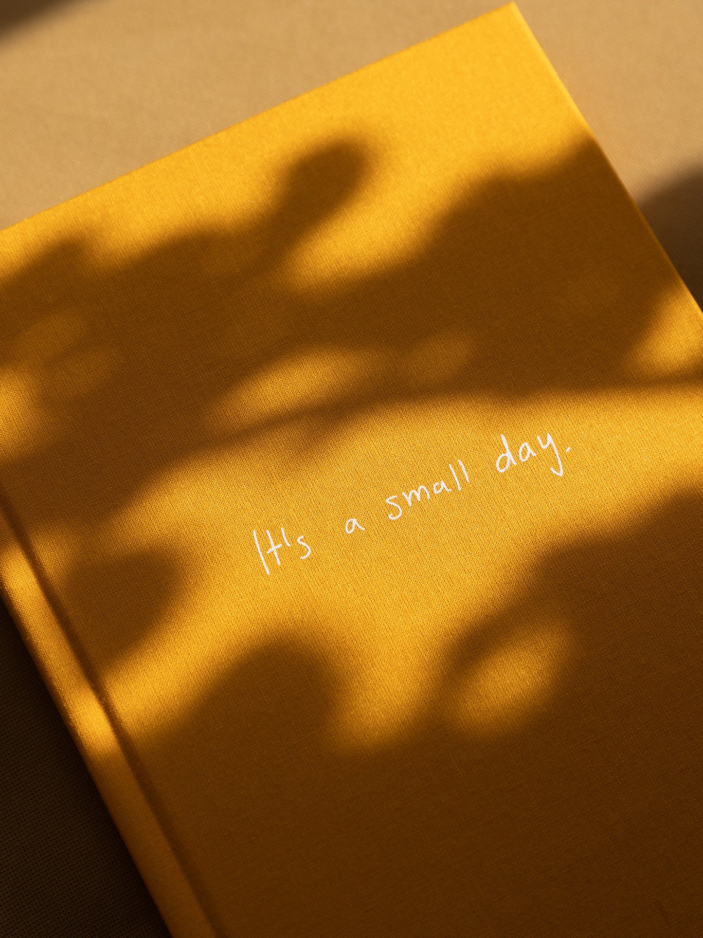 Artist's book featuring photography and text, silk print cover with handwritten text